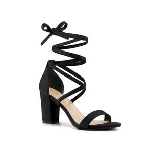 Allegra K Black Strappy Lace Up Heels / Sandals - Size 7